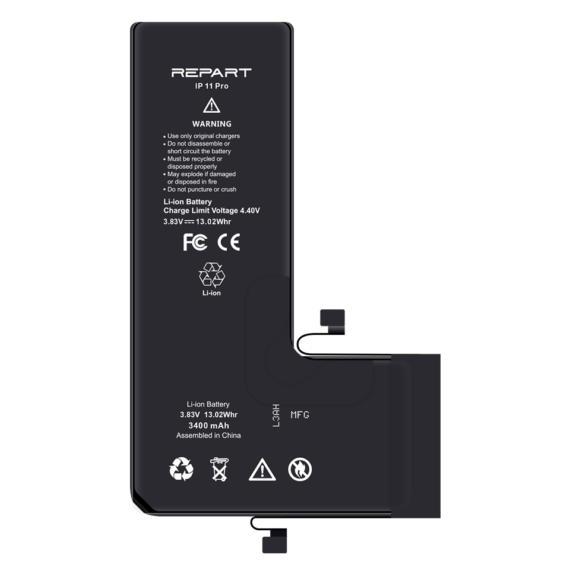 iPhone 11 Pro Akkumlátor, Repart 3400mAh (Emelt kapacitású)