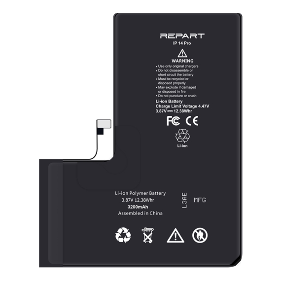iPhone 14 Pro Akkumlátor, Repart 3200mAh